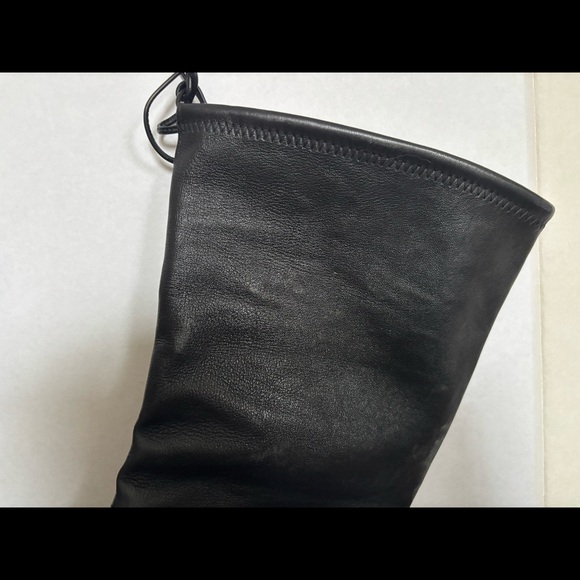 Stuart Weitzman Highland Tieland Napa Leather Thigh High Black Heeled Boots, 9 - Picture 4 of 6